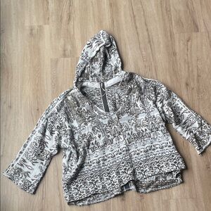 Free People Gray and Brown Hooded Sweater